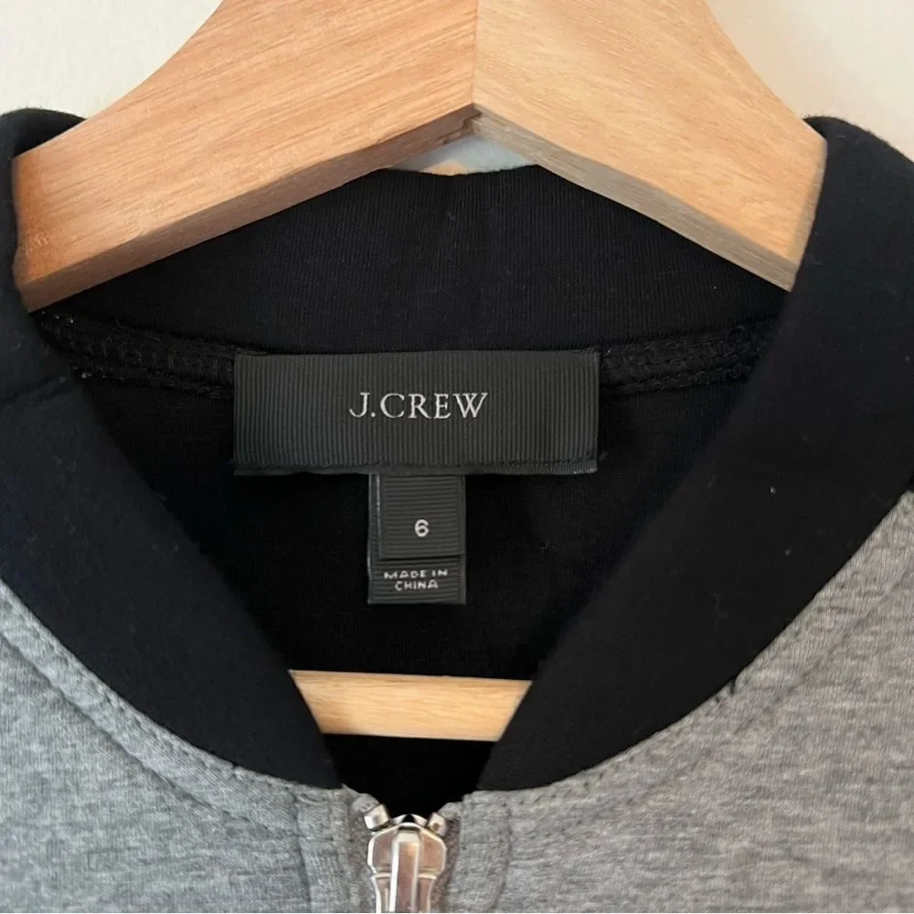J. Crew Surf Varsity Neoprene Jacket Black Gray Size 6 Full Zip Sport